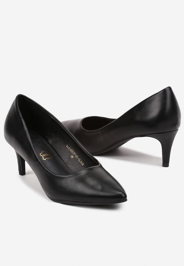 Renee - Czarne Czółenka na Szpilce w Klasycznym Stylu ze Skórzaną Wkładką Meloriel. Okazja: na spotkanie biznesowe, do pracy. Kolor: czarny. Materiał: skóra. Obcas: na szpilce. Styl: klasyczny