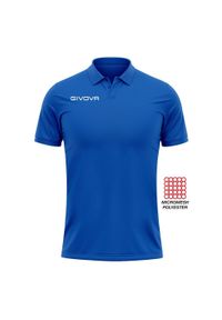 Polo z kieszonką w siateczkę Givova. Typ kołnierza: polo. Kolor: niebieski. Materiał: dzianina. Wzór: haft #1