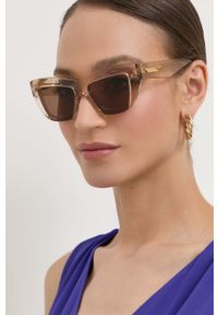 Bottega Veneta okulary przeciwsłoneczne damskie kolor beżowy. Kolor: beżowy