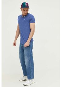 Tommy Jeans t-shirt męski kolor niebieski melanżowy. Kolor: niebieski. Materiał: bawełna, dzianina. Wzór: melanż. Styl: klasyczny #4