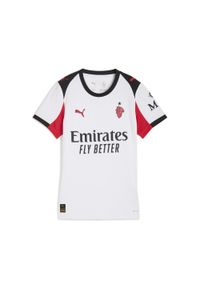 Puma - Damska koszulka wyjazdowa AC Milan 25/26 PUMA White For All Time Red. Kolor: czerwony, biały, wielokolorowy. Sport: piłka nożna
