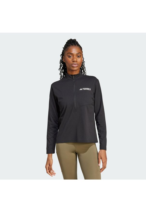 Adidas - Koszulka Terrex Multi Climacool 1/2 Zip Long Sleeve. Kolor: czarny. Długość rękawa: długi rękaw. Technologia: ClimaCool (Adidas). Sport: turystyka piesza