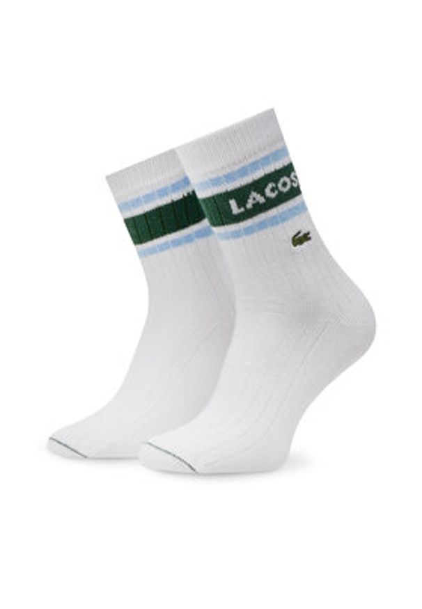 Lacoste Zestaw 2 par wysokich skarpet unisex RA9304 Biały. Kolor: biały. Materiał: bawełna, materiał
