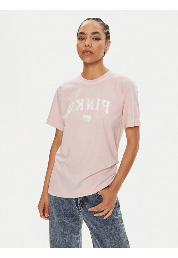 Pinko T-Shirt Tiramisu 104269 A25Z Różowy Regular Fit. Kolor: różowy. Materiał: bawełna