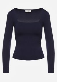Renee - Granatowa Bluzka Longsleeve z Wiskozą i Kwadratowym Dekoltem Seliusei. Typ kołnierza: dekolt kwadratowy. Kolor: niebieski. Materiał: wiskoza. Długość rękawa: długi rękaw. Długość: długie #4