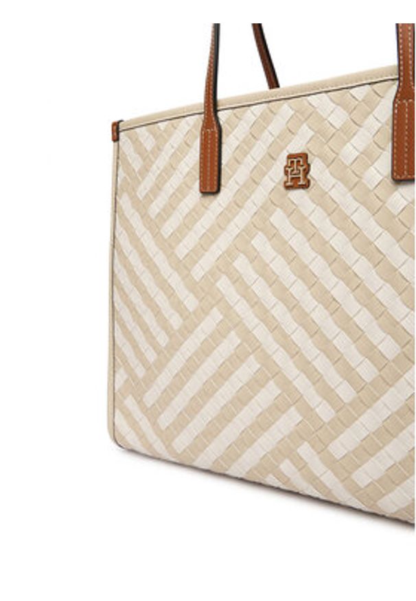 TOMMY HILFIGER - Tommy Hilfiger Torebka Th City Tote AW0AW18394 Beżowy. Kolor: beżowy. Materiał: skórzane