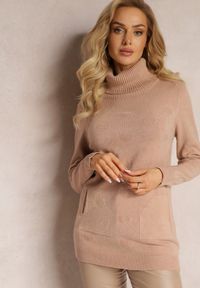 Renee - Ciemnobeżowy Golf z Długim Rękawem Kinfrei. Typ kołnierza: golf. Kolor: beżowy. Materiał: dzianina. Długość rękawa: długi rękaw. Długość: długie #1