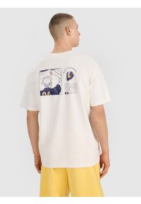 4f - 4F T-shirt oversize z nadrukiem męski - białe XL. Okazja: na co dzień. Kolor: biały. Materiał: bawełna, materiał, jersey. Długość rękawa: krótki rękaw. Długość: krótkie. Wzór: nadruk. Styl: klasyczny, sportowy, casual