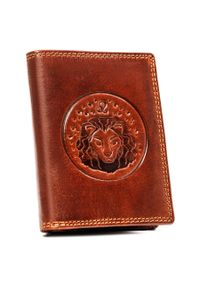 Portfel skórzany Peterson znak zodiaku PTN N4-EBS brązowy. Kolor: brązowy. Materiał: skóra