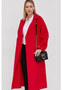 Marella Płaszcz wełniany kolor czerwony przejściowy dwurzędowy. Okazja: na co dzień. Kolor: czerwony. Materiał: wełna. Styl: casual, klasyczny #7
