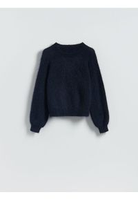 Reserved - Sweter z moherem - granatowy. Kolor: niebieski. Materiał: moher