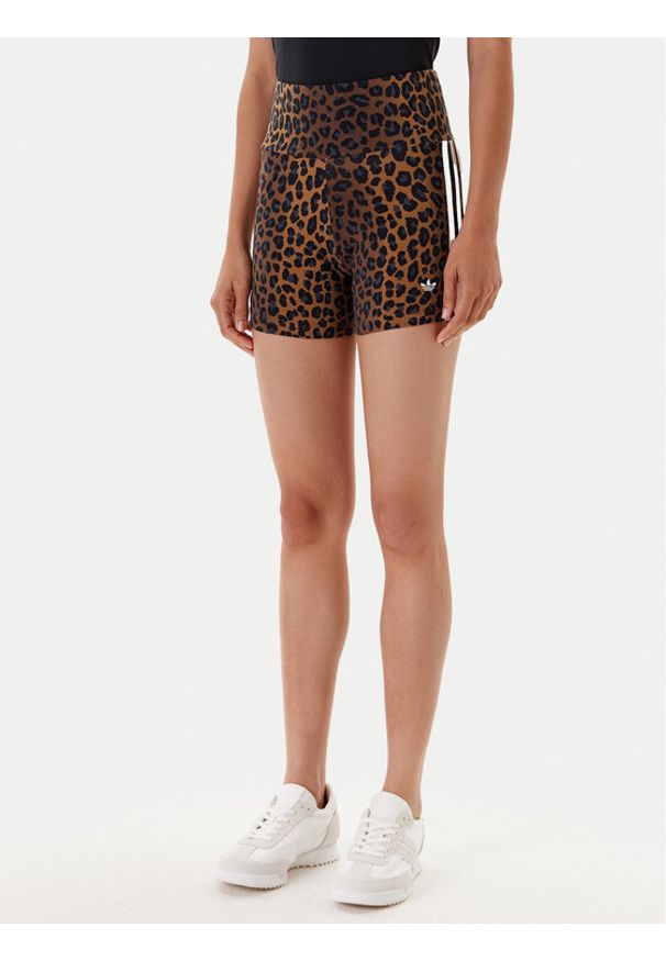Adidas - adidas Kolarki Leopard JW7306 Brązowy Slim Fit. Kolor: brązowy. Materiał: bawełna