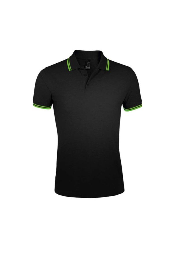 SOL'S - Męska Koszulka Polo Pasadena. Typ kołnierza: polo. Kolor: żółty, czarny, wielokolorowy, zielony