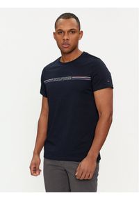 TOMMY HILFIGER - Tommy Hilfiger T-Shirt Stripe Chest MW0MW34428 Granatowy Slim Fit. Kolor: niebieski. Materiał: bawełna