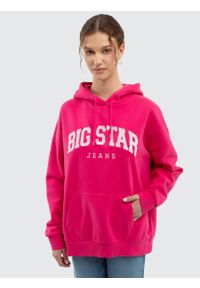 Big-Star - Bluza damska z kapturem różowa Rubialsa 602. Okazja: na co dzień. Typ kołnierza: kaptur. Kolor: różowy. Materiał: bawełna. Wzór: haft. Styl: casual, klasyczny #3