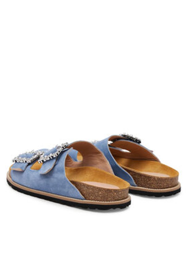 Pollini Klapki SA28373G0MTF0712 Błękitny. Kolor: niebieski. Materiał: skóra, zamsz