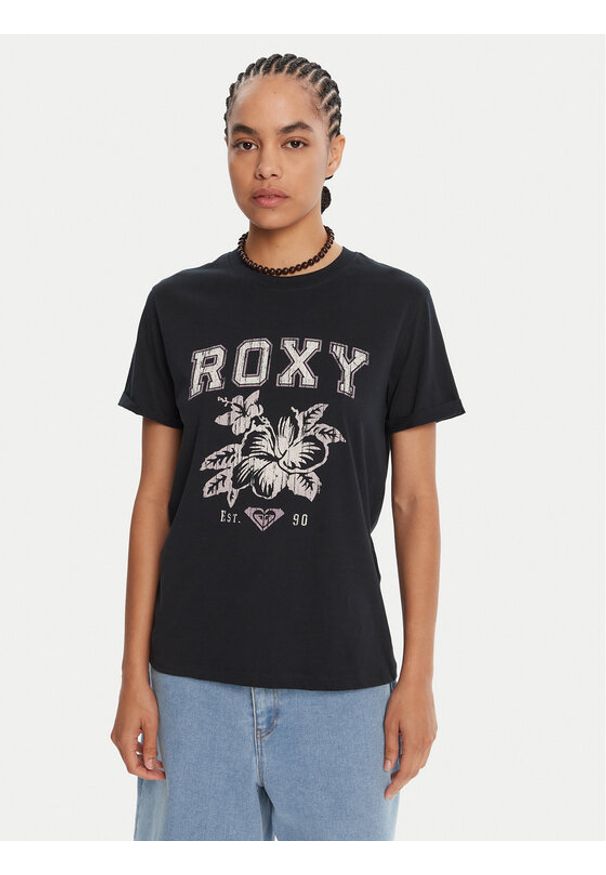 Roxy T-Shirt Oceanregular Poster ERJZT06017 Granatowy Regular Fit. Kolor: niebieski. Materiał: bawełna