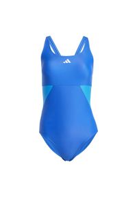 Adidas - Strój do pływania Colorblock C-Back. Kolor: niebieski. Materiał: materiał