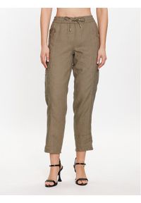 Olsen Spodnie materiałowe 14002059 Khaki Regular Fit. Kolor: brązowy. Materiał: len #1