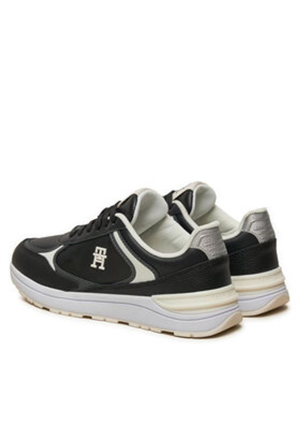 TOMMY HILFIGER - Tommy Hilfiger Sneakersy Casual Fashion Runner FW0FW08325 Czarny. Okazja: na co dzień. Kolor: czarny. Materiał: skóra