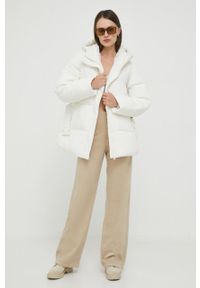 Calvin Klein Jeans longsleeve damski kolor beżowy. Kolor: beżowy. Materiał: dzianina, prążkowany. Długość rękawa: długi rękaw. Długość: długie #4