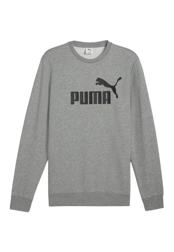 Puma - Bluza Męska Logo Dekolt W Szpic Essentials No 1. Kolor: szary