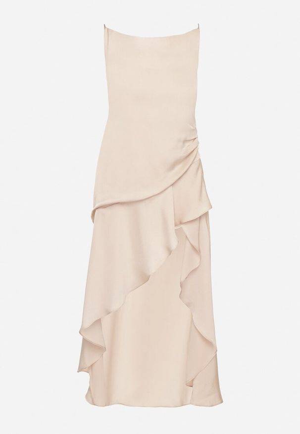 Born2be - Beżowa Asymetryczna Sukienka Vices z Odkrytymi Plecami i Gorsetowym Wiązaniem Natifalia. Typ kołnierza: dekolt gorset. Kolor: beżowy. Typ sukienki: asymetryczne, gorsetowe. Styl: elegancki