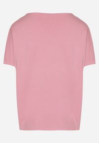 Born2be - Różowy Dzianinowy T-shirt z Dekoltem w Kształcie Litery V Fenima. Okazja: na spotkanie biznesowe, do pracy, na co dzień. Typ kołnierza: dekolt w kształcie V. Kolor: różowy. Materiał: dzianina. Styl: biznesowy, klasyczny, casual #3