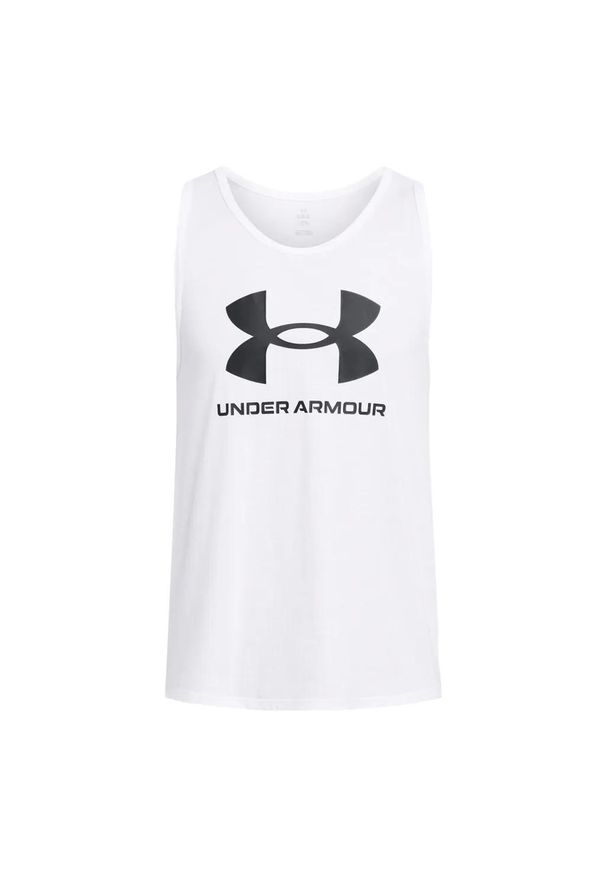 Podkoszulek męskie Under Armour Sportstyle Logo Tank. Typ kołnierza: polo. Kolor: biały. Materiał: bawełna, materiał