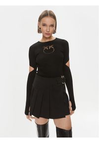 Pinko Sweter Tricheco 102019 A18M Czarny Slim Fit. Kolor: czarny. Materiał: wełna