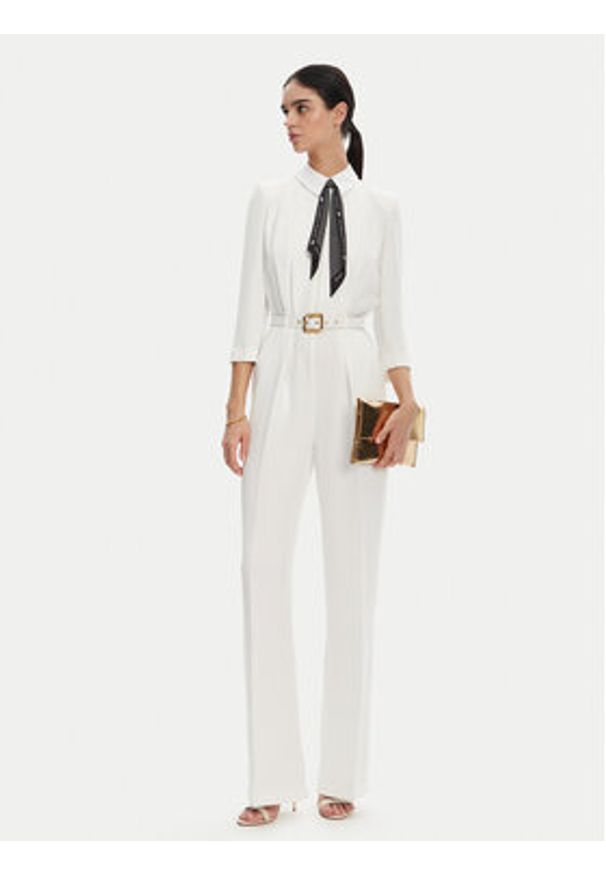 Elisabetta Franchi Kombinezon TU-047-52E2 Biały Regular Fit. Kolor: biały. Materiał: syntetyk