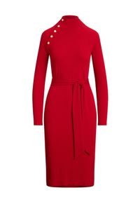 Lauren Ralph Lauren - LAUREN RALPH LAUREN Sukienka dzianinowa 200980036002 Czerwony Slim Fit. Kolor: czerwony. Materiał: bawełna