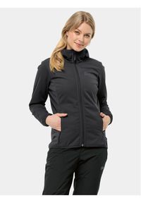 Jack Wolfskin Kurtka softshell Windhain Hoody 1307481 Czarny Regular Fit. Kolor: czarny. Materiał: syntetyk #1