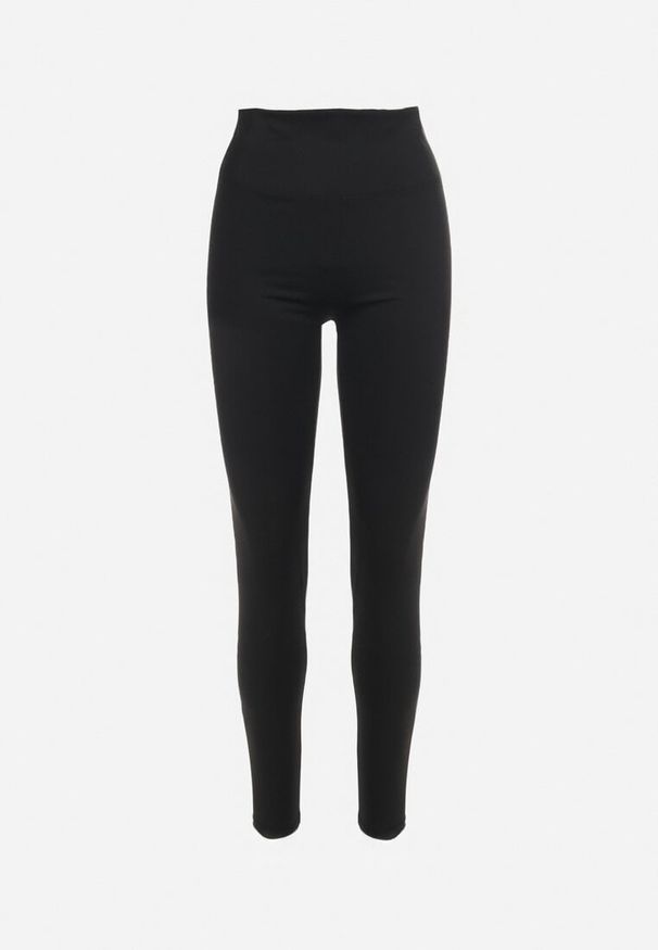 Born2be - Czarne Klasyczne Spodnie Legginsy z Szerokim Pasem i Wysokim Stanem Xantia. Stan: podwyższony. Kolor: czarny. Materiał: tkanina. Styl: klasyczny
