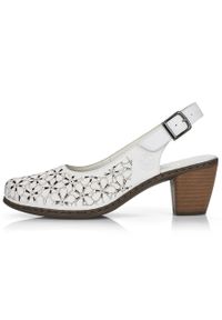 Sandały skórzane damskie pełne białe Rieker 40981-80. Kolor: biały. Materiał: skóra #3