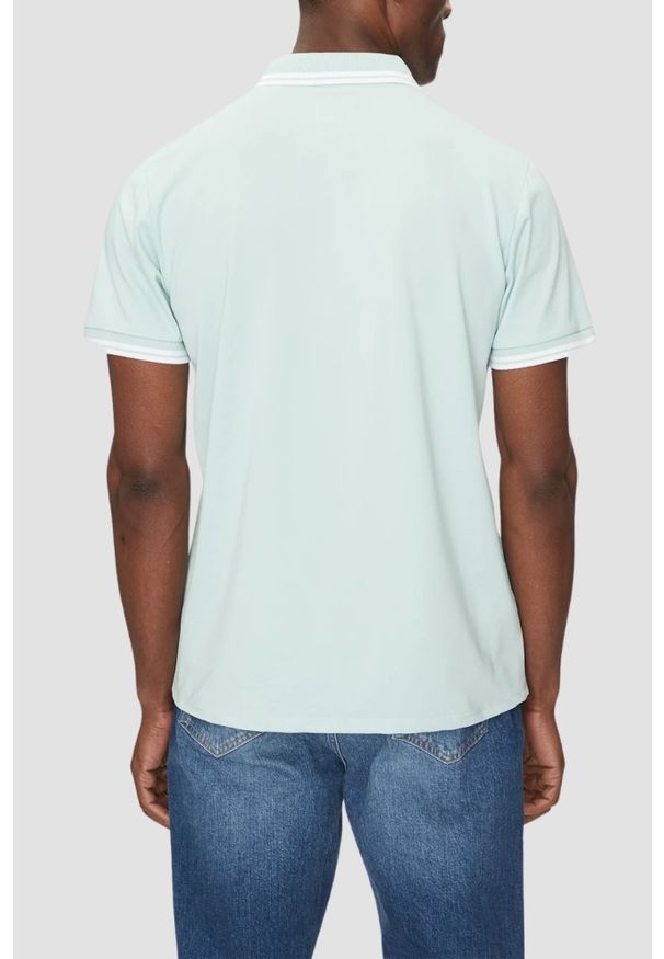Guess - GUESS Zielone męskie polo Pique. Typ kołnierza: polo. Kolor: zielony