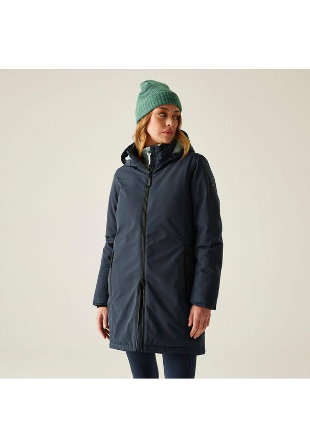 Regatta - Płaszcz damski zimowy ocieplany przeciwdeszczowy Marron. Kolor: niebieski. Materiał: puch, materiał. Sezon: zima. Sport: turystyka piesza