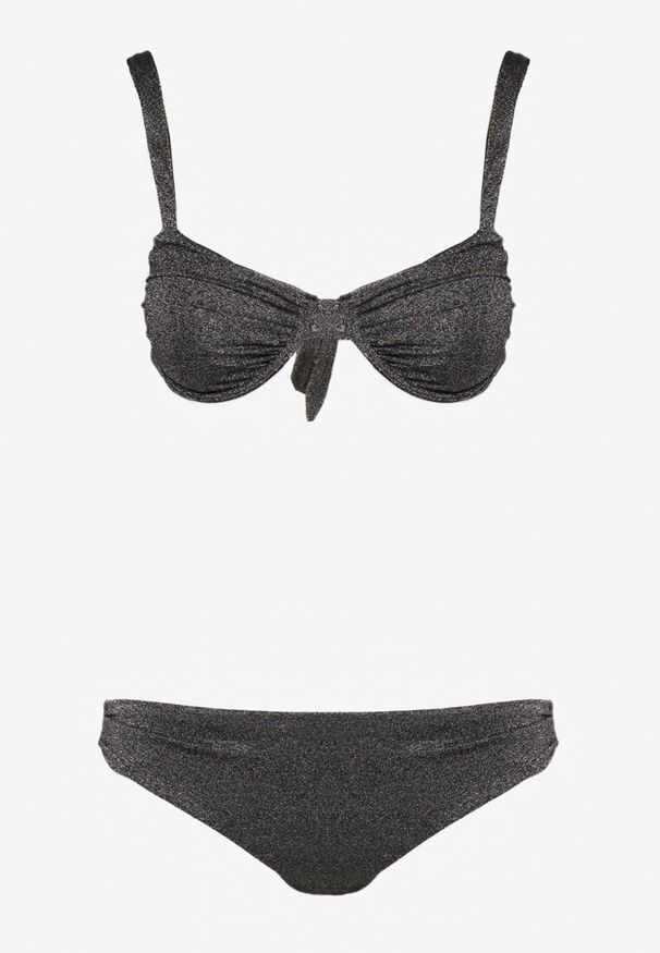 Renee - Czarne Bikini Dwuczęściowe Biustonosz z Wiązaniem na Plecach Majtki Typu Figi Tiamarla. Kolor: czarny