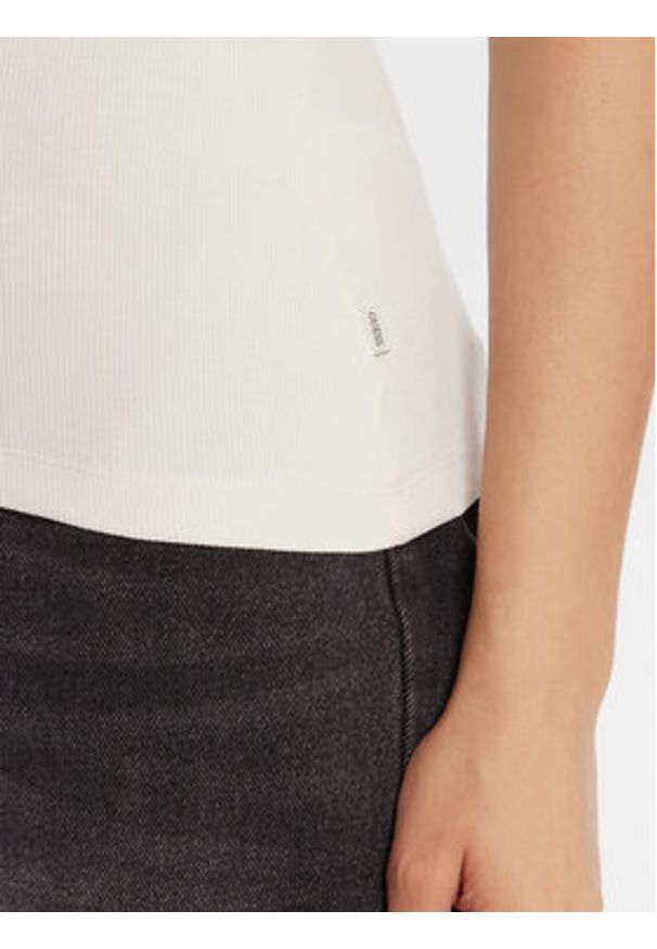 Guess Jeans T-Shirt W5BP45 KA0H1 Beżowy Slim Fit. Kolor: beżowy. Materiał: bawełna