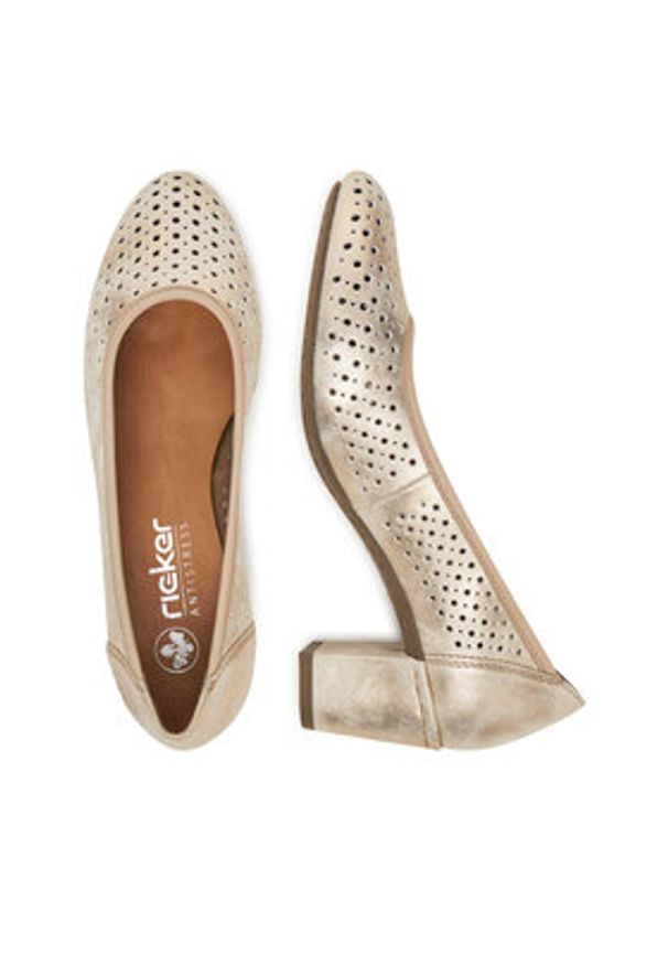 Rieker Czółenka 41057-60 Złoty. Kolor: złoty. Materiał: materiał, syntetyk