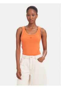 Hugo - HUGO Top Datamia 50514489 Pomarańczowy Slim Fit. Kolor: pomarańczowy. Materiał: bawełna #1