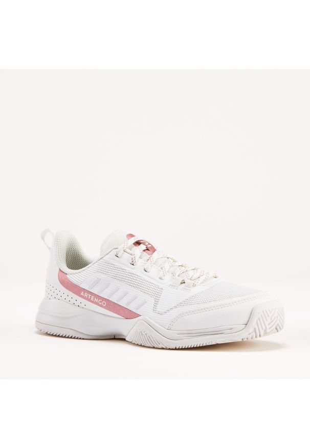 ARTENGO - Buty do tenisa dla dzieci Artengo TS500. Kolor: biały. Materiał: kauczuk, materiał. Szerokość cholewki: szeroka. Sport: tenis