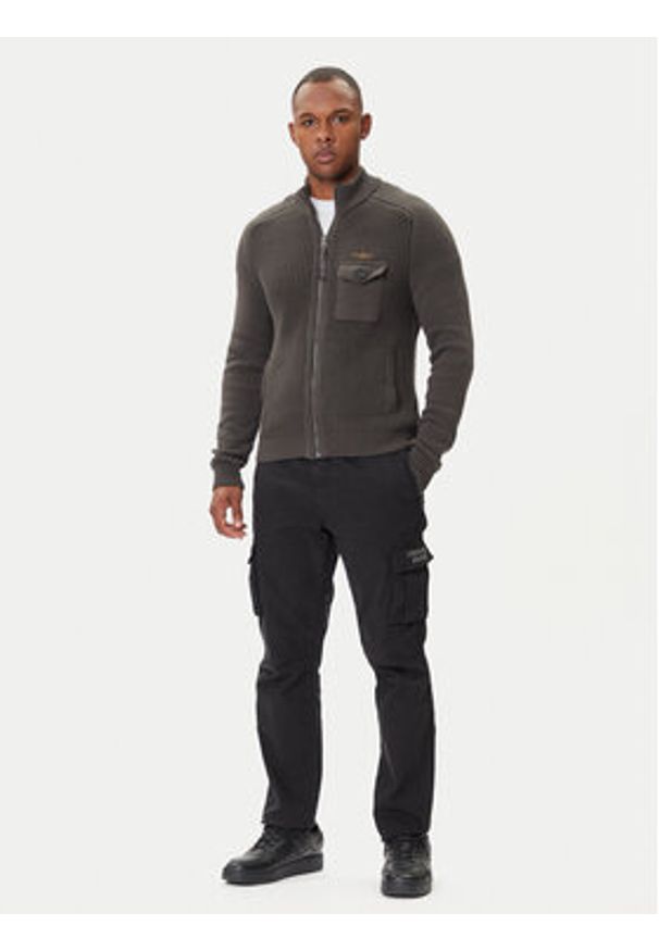 Aeronautica Militare Kardigan 252MA1565UL00409 Szary Regular Fit. Kolor: szary. Materiał: bawełna