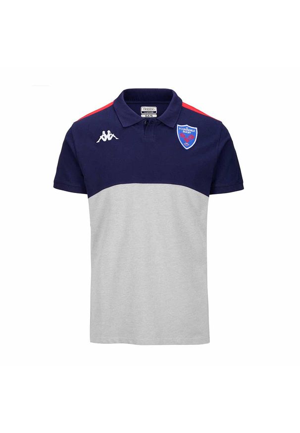 Kappa - Polo FC Grenoble Rugby Angatem 8 2024/25. Typ kołnierza: polo. Kolor: niebieski, szary, wielokolorowy