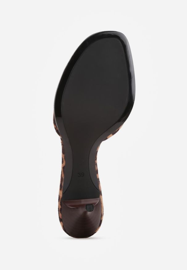 Renee - Panterkowe Eleganckie Klapki VICES na Niskiej Szpilce z Imitacji Zamszu Hartar. Materiał: zamsz. Obcas: na obcasie. Styl: elegancki. Wysokość obcasa: średni