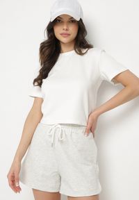 Born2be - Szare Bawełniane Szorty Dresowe z Kieszeniami Galiriona. Okazja: na co dzień. Kolor: szary. Materiał: dresówka, bawełna. Sezon: lato. Styl: sportowy, casual