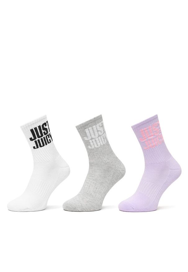 Zestaw 3 par wysokich skarpet damskich Juicy Couture. Wzór: kolorowy