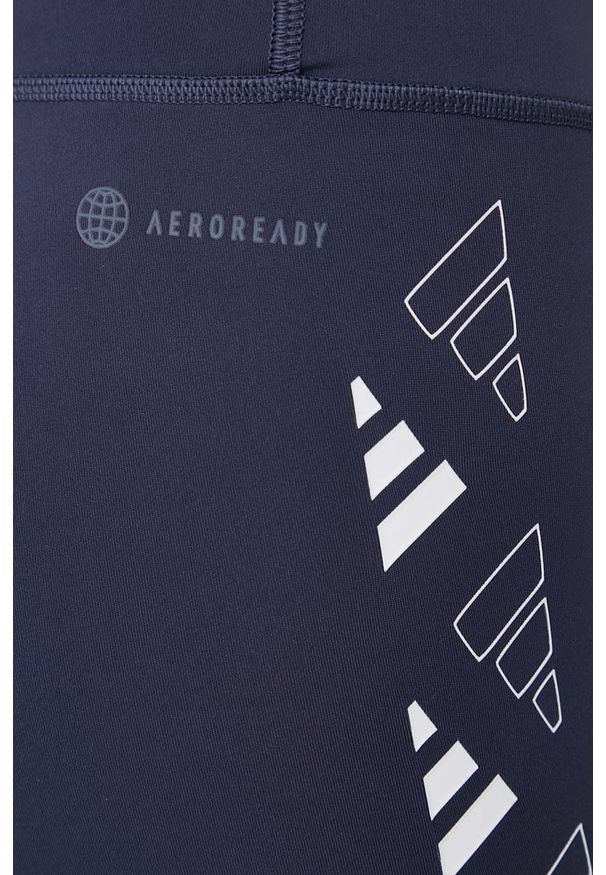 adidas Performance legginsy treningowe Opt 3Bar damskie kolor granatowy z nadrukiem. Stan: podwyższony. Kolor: niebieski. Materiał: skóra, poliester, dzianina, materiał. Wzór: nadruk. Sport: fitness