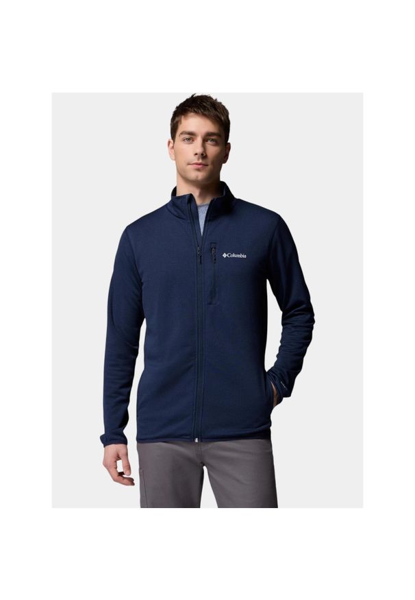 columbia - Sweter Męski Columbia Essential Hike Grid. Kolor: niebieski. Materiał: polar. Sport: turystyka piesza