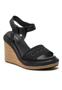 Calvin Klein Espadryle Wedge Sandal 70 He HW0HW02050 Czarny. Kolor: czarny. Materiał: skóra